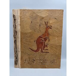 Unbranded Photo Album Large Brown Good Vintage Australia Leaf Art Kangaroo